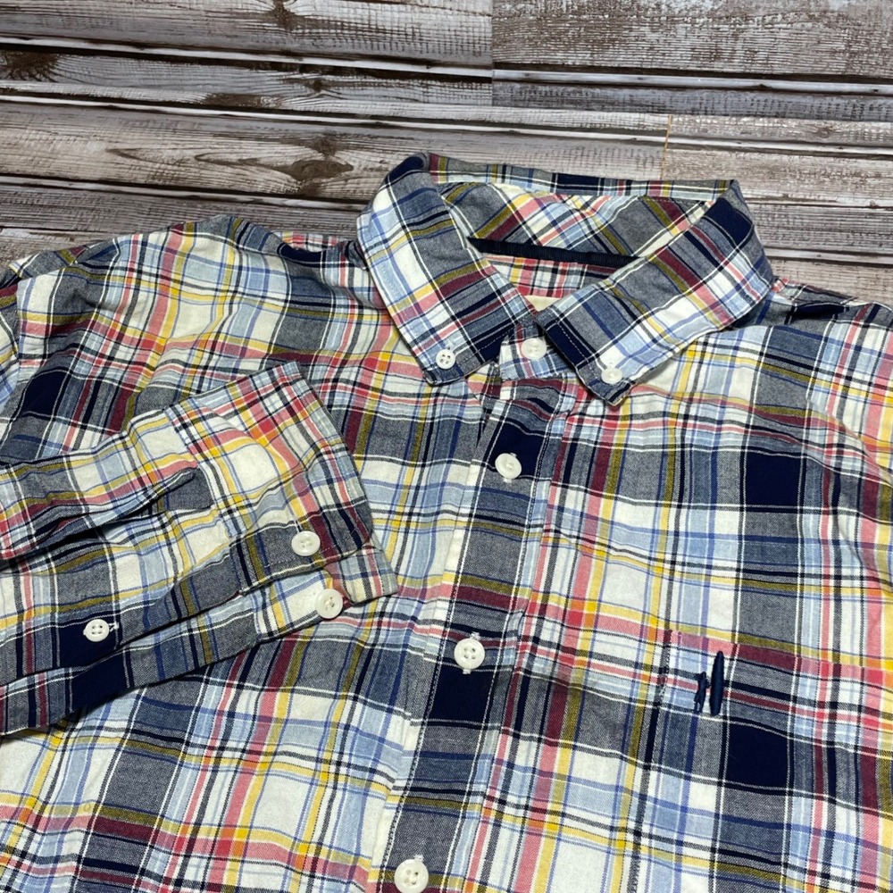 Johnnie O Plaid Button Down Shirt Blue White Yellow Mens XL